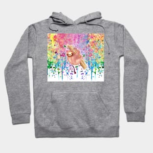 Girly Sloth Watercolor Rainbow Paint Drip Hoodie